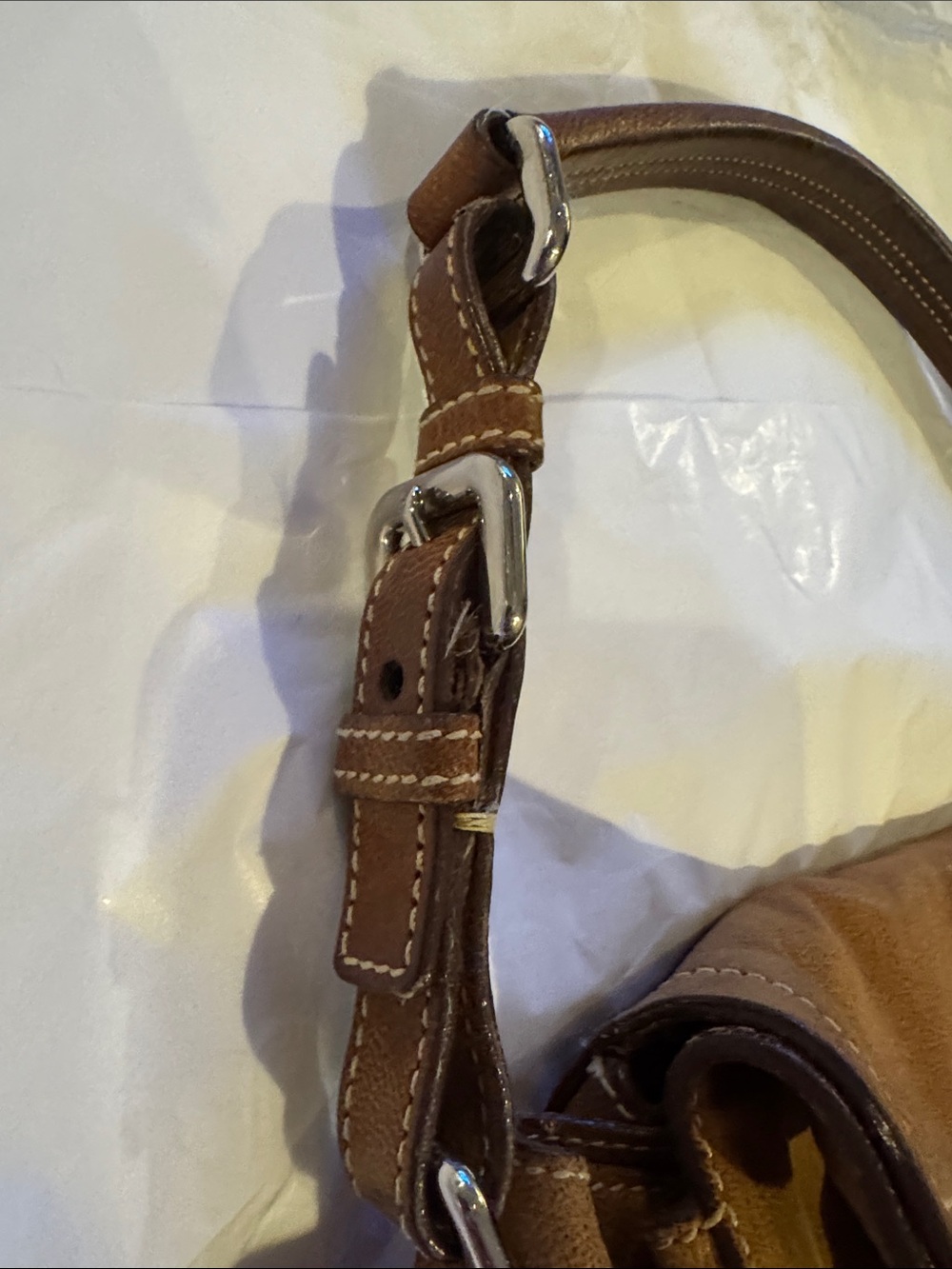 Prada Cognac Brown Leather Shoulder Bag with Front Lock - Picture 4 of 16
